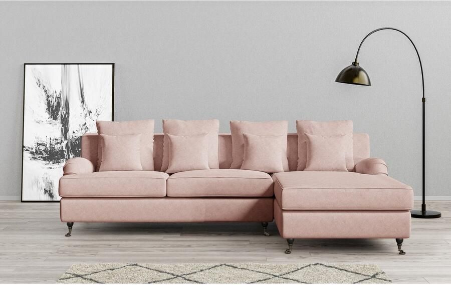 Home affaire Hoekbank NORIN L-vorm twee soorten poten: voor wieltjes aan de achterkant houten poten - Foto 3