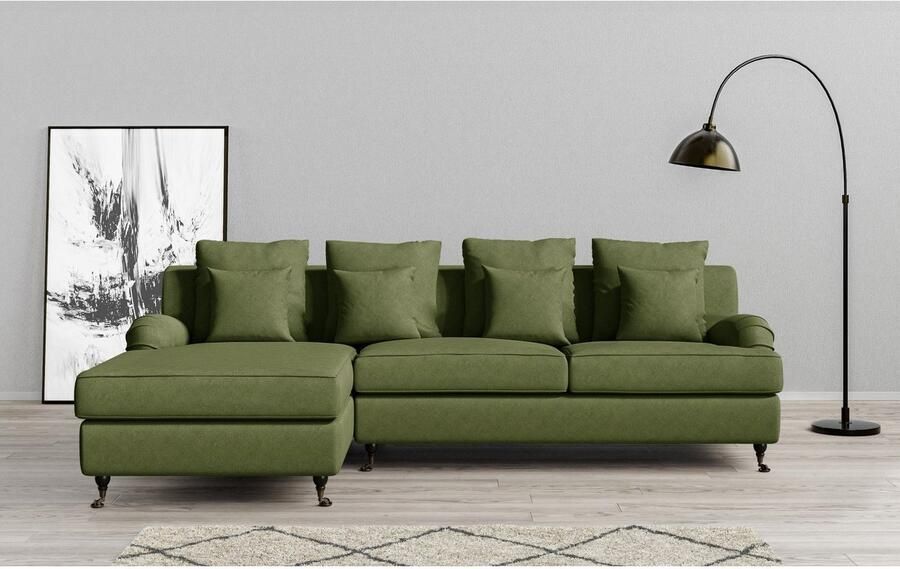 Home affaire Hoekbank NORIN L-vorm twee soorten poten: voor wieltjes aan de achterkant houten poten - Foto 4