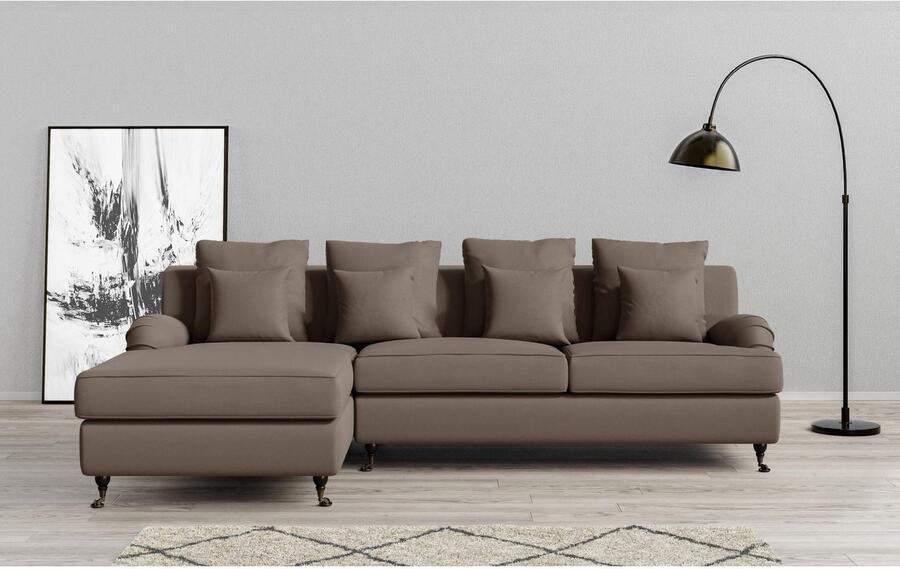 Home affaire Hoekbank NORIN L-vorm twee soorten poten: voor wieltjes aan de achterkant houten poten - Foto 4