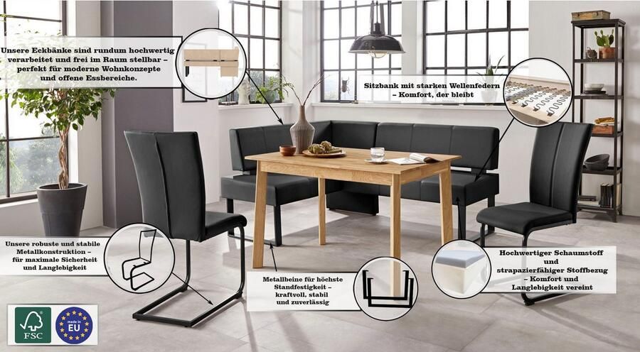 Home affaire Hoekbank Oliver met metalen frame keukenbank verschillende hoezen cord eetkamerbank ottos choice - Foto 4