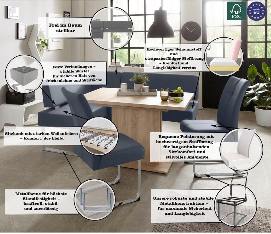 Home affaire Hoekbank RAB in 2 breedten (180 of 200 cm) bekleding in verschillende kwaliteiten