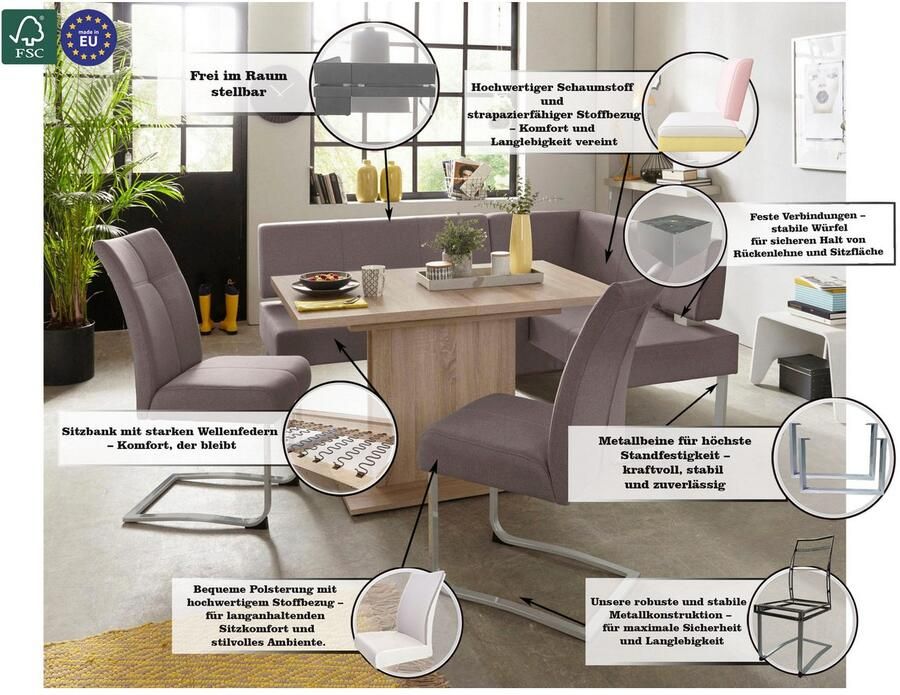 Home affaire Hoekbank RAB in 2 breedten (180 of 200 cm) bekleding in verschillende kwaliteiten