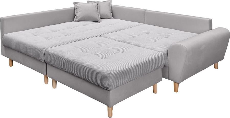 Home affaire Hoekbank Rice L-vorm met bonellverenkern hocker & kussens ottomane aan beide zijden monteerbaar (set) - Foto 8