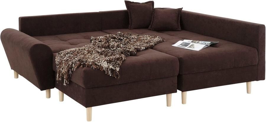 Home affaire Hoekbank Rice L-vorm met bonellverenkern hocker & kussens ottomane aan beide zijden monteerbaar (set) - Foto 10