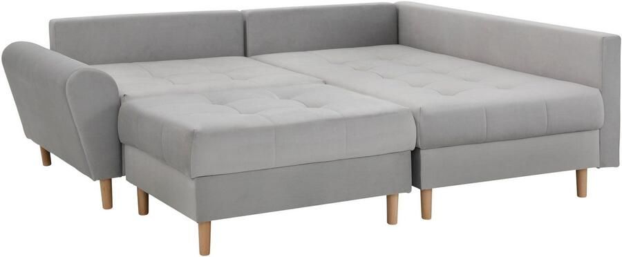 Home affaire Hoekbank Rice L-vorm met bonellverenkern hocker & kussens ottomane aan beide zijden monteerbaar (set) - Foto 8