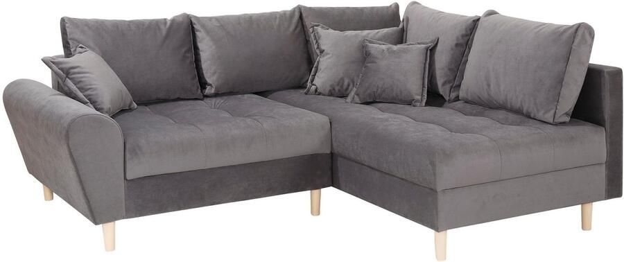 Home affaire Hoekbank Rice L-vorm met bonellverenkern hocker & kussens ottomane aan beide zijden monteerbaar (set) - Foto 13