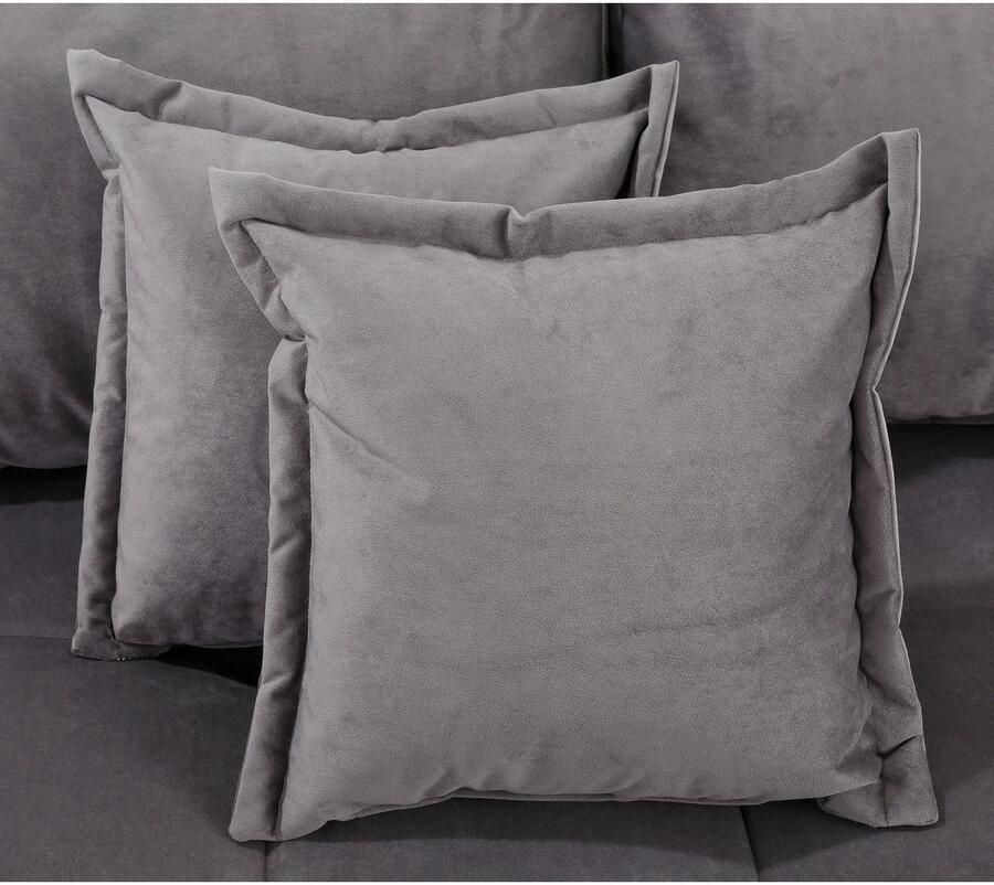 Home affaire Hoekbank Rice L-vorm B: 223 cm Set: Bank & Hocker met 3 sierkussens vering (set) - Foto 2