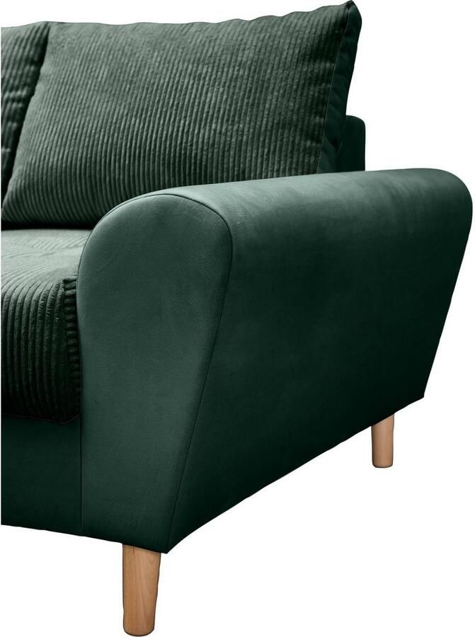 Home affaire Hoekbank Rice L-vorm met bonellverenkern hocker & kussens ottomane aan beide zijden monteerbaar (set)