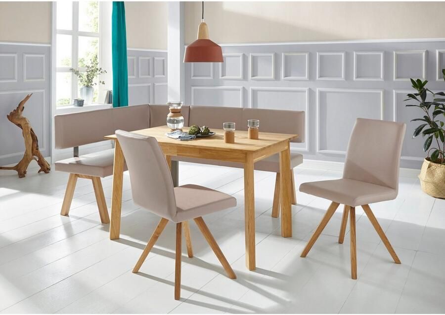 Home affaire Kuipstoel Rio Bekleding van imitatieleer of structuurstof en het frame is geolied eiken (2 stuks) - Foto 4