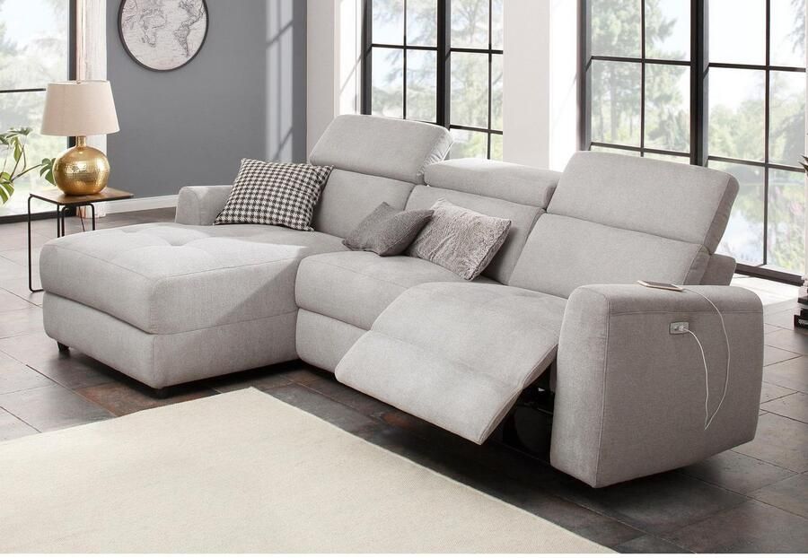 Home affaire Hoekbank Sentrano L-vorm 275 cm man. of electr. relaxfunctie en usb kopverstelling - Foto 5