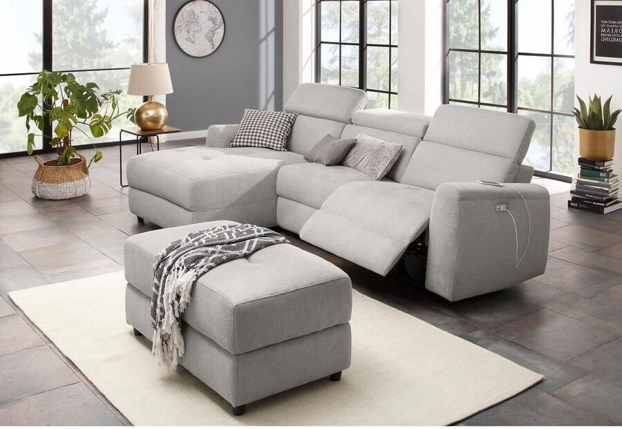 Home affaire Hoekbank Sentrano L-vorm 275 cm man. of electr. relaxfunctie en usb kopverstelling - Foto 6