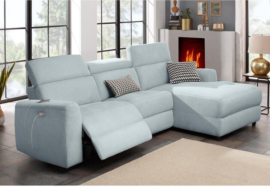 Home affaire Hoekbank Sentrano L-vorm 275 cm man. of electr. relaxfunctie en usb kopverstelling - Foto 6