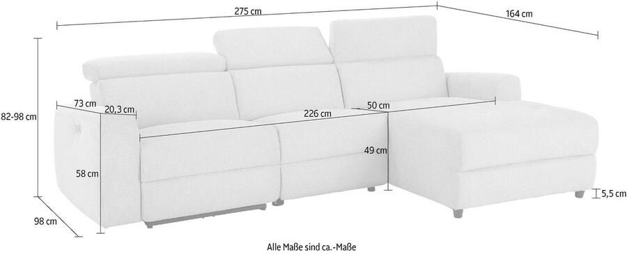 Home affaire Hoekbank Sentrano L-vorm 275 cm man. of electr. relaxfunctie en usb kopverstelling - Foto 19