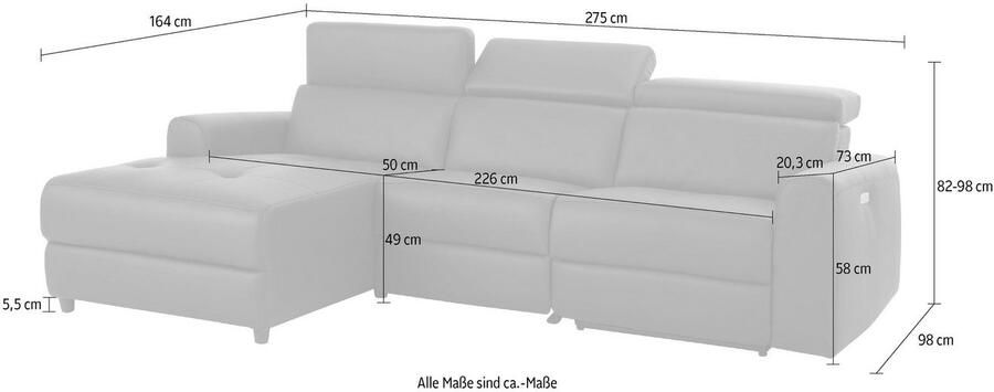 Home affaire Hoekbank Sentrano L-vorm 275 cm man. of electr. relaxfunctie en usb kopverstelling - Foto 11