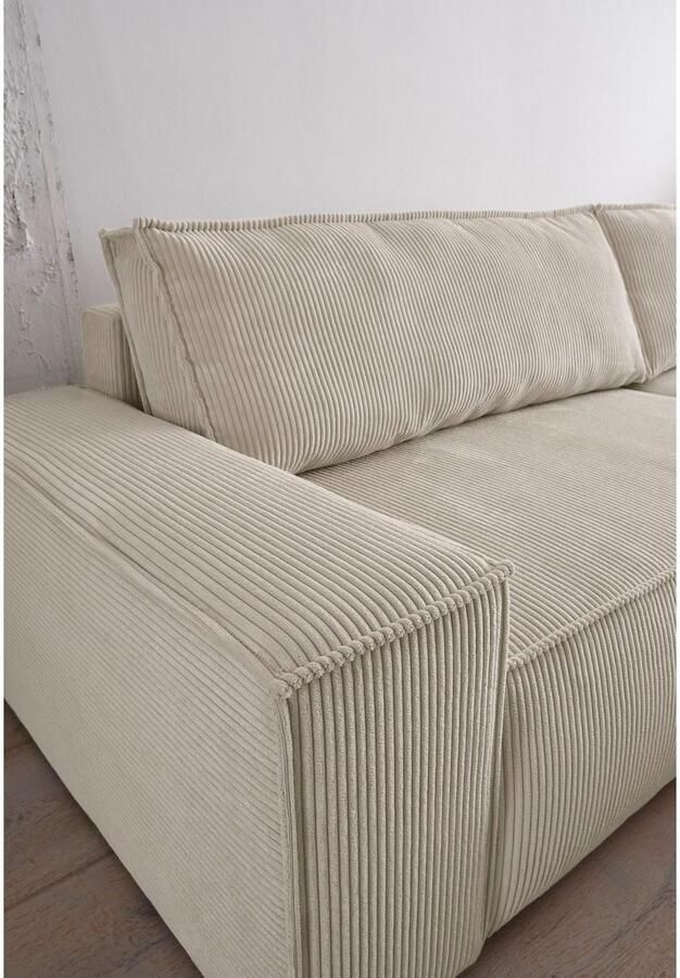 Home affaire 3-zitsbank SHERWOOD slaapbank (257 cm) ribfluweel velours vintage lederlook - Foto 9