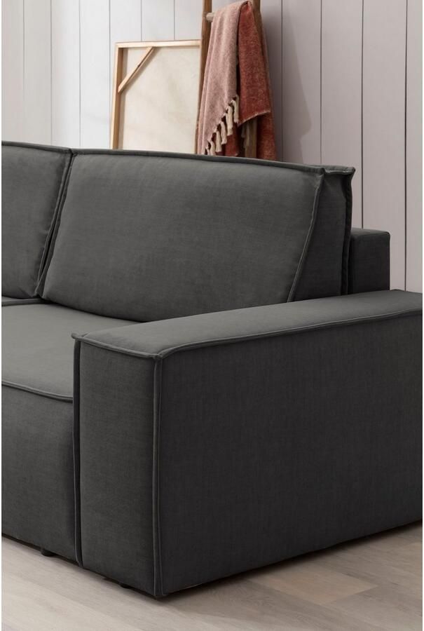 Home affaire Zithoek SHERWOOD 329 cm U-vorm slaapbank Slaapfunctie met bedkist (194x139 cm) cord vintage fluweel - Foto 6