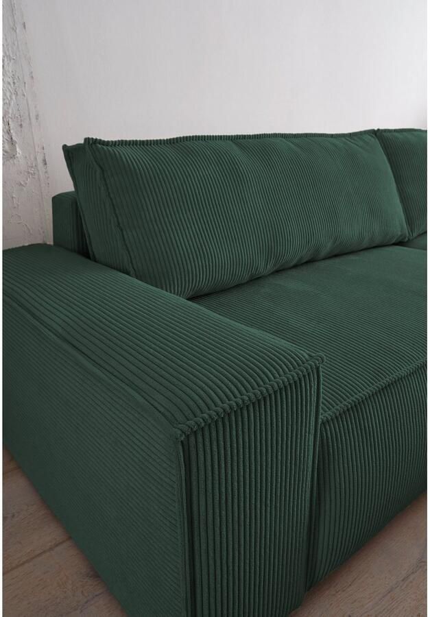 Home affaire 3-zitsbank SHERWOOD slaapbank (257 cm) ribfluweel velours vintage lederlook - Foto 4