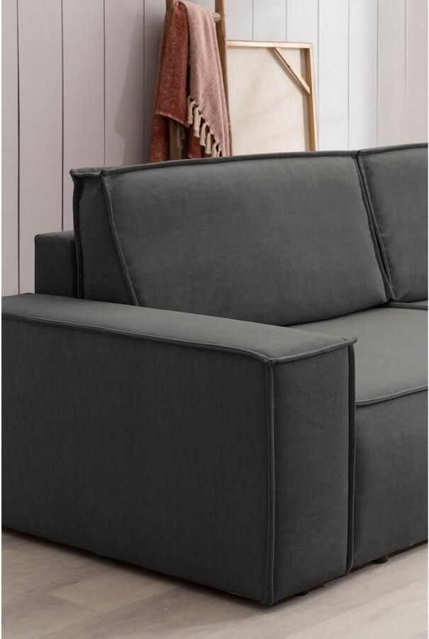 Home affaire 3-zitsbank SHERWOOD slaapbank (257 cm) ribfluweel velours vintage lederlook - Foto 4