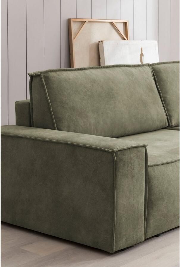 Home affaire 3-zitsbank SHERWOOD slaapbank (257 cm) ribfluweel velours vintage lederlook - Foto 5