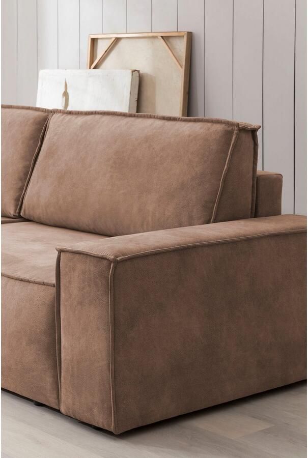 Home affaire Zithoek SHERWOOD 329 cm U-vorm slaapbank Slaapfunctie met bedkist (194x139 cm) cord vintage fluweel - Foto 6