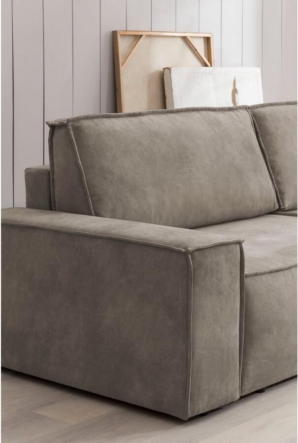 Home affaire 3-zitsbank SHERWOOD slaapbank (257 cm) ribfluweel velours vintage lederlook - Foto 5