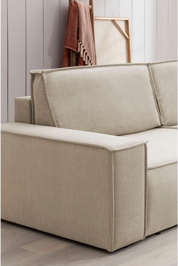 Home affaire 3-zitsbank SHERWOOD slaapbank (257 cm) ribfluweel velours vintage lederlook - Foto 5