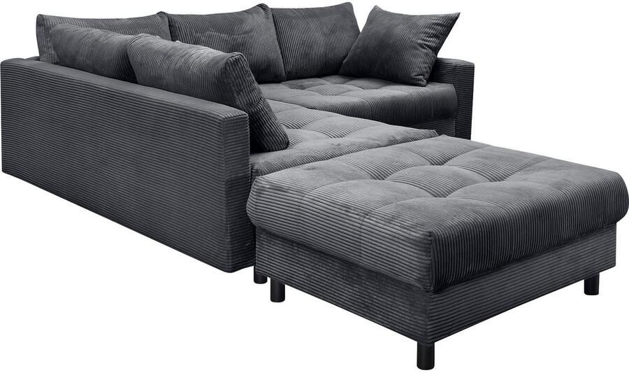 COLLECTION AB Hoekbank Toni L-vorm B: 215 cm met hocker & 2 sierkussens veerkern - Foto 8