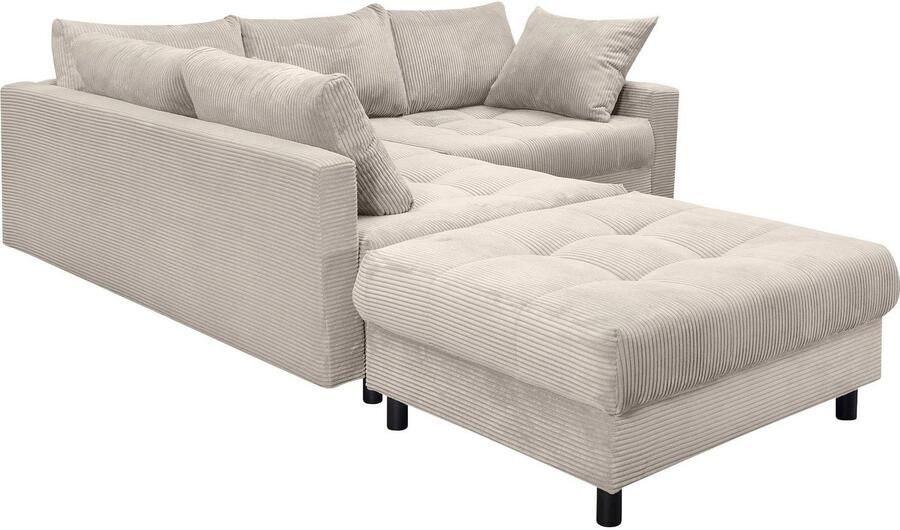 COLLECTION AB Hoekbank Toni L-vorm B: 215 cm met hocker & 2 sierkussens veerkern - Foto 8