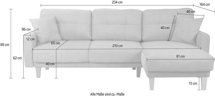 Home affaire Hoekbank TRIPLO optionele slaapbank met bedlade afmetingen B D H: 234 164 89 cm - Foto 3