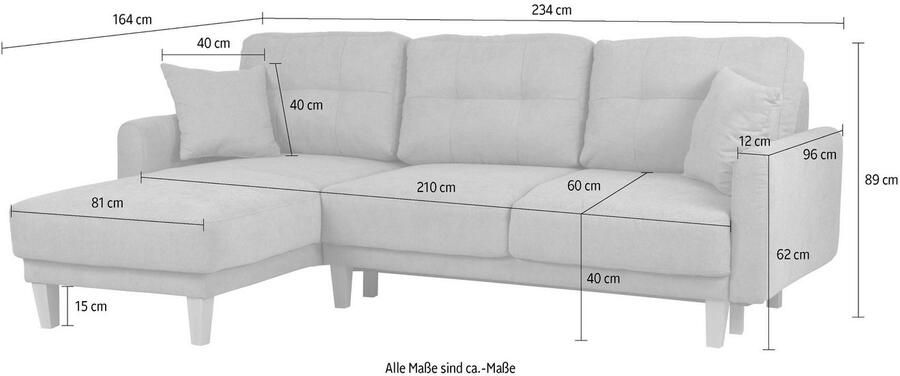 Home affaire Hoekbank TRIPLO optionele slaapbank met bedlade afmetingen B D H: 234 164 89 cm - Foto 7