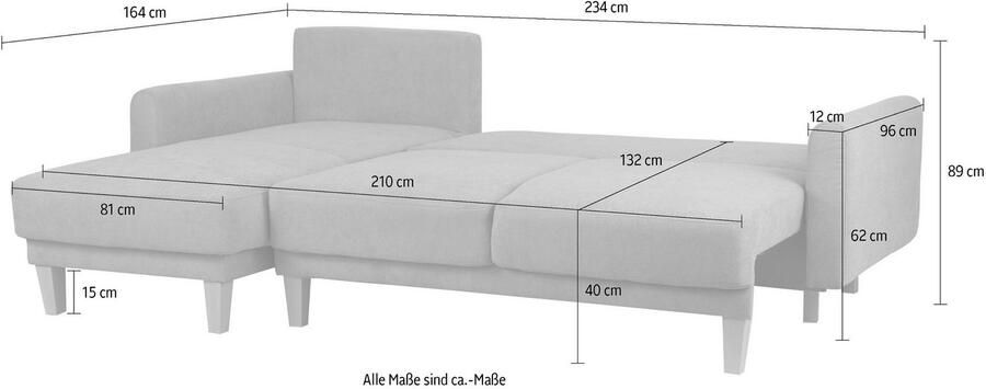 Home affaire Hoekbank TRIPLO optionele slaapbank met bedlade afmetingen B D H: 234 164 89 cm - Foto 8