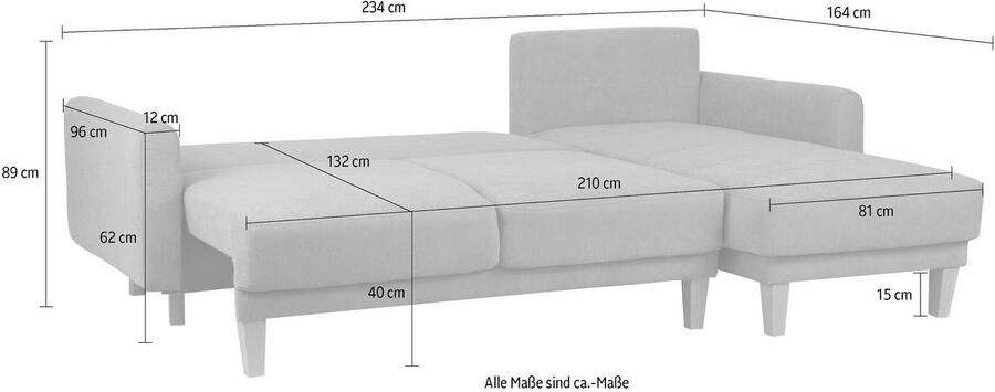 Home affaire Hoekbank TRIPLO optionele slaapbank met bedlade afmetingen B D H: 234 164 89 cm - Foto 7
