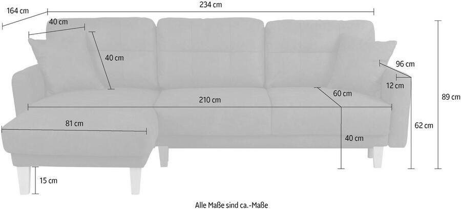 Home affaire Hoekbank TRIPLO optionele slaapbank met bedlade afmetingen B D H: 234 164 89 cm - Foto 3