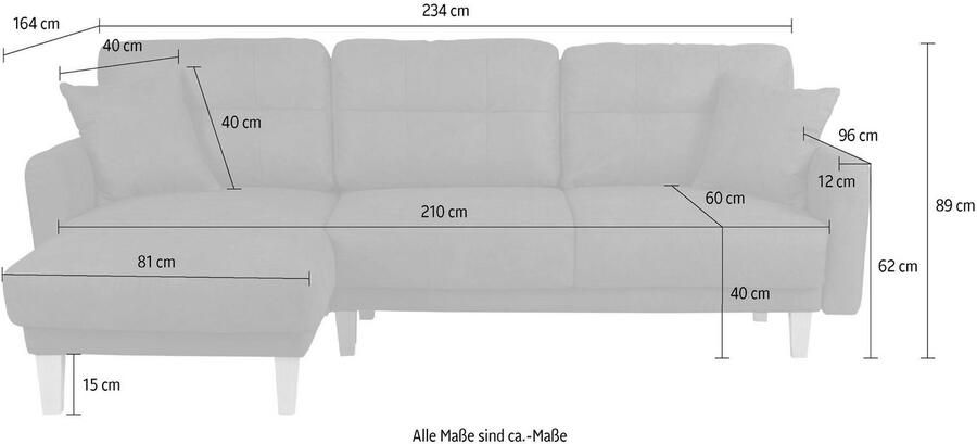 Home affaire Hoekbank TRIPLO optionele slaapbank met bedlade afmetingen B D H: 234 164 89 cm - Foto 3