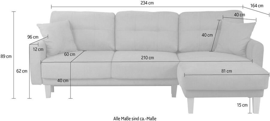 Home affaire Hoekbank TRIPLO optionele slaapbank met bedlade afmetingen B D H: 234 164 89 cm - Foto 4