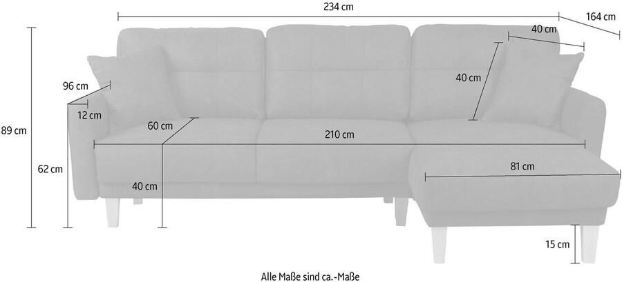 Home affaire Hoekbank TRIPLO optionele slaapbank met bedlade afmetingen B D H: 234 164 89 cm - Foto 3