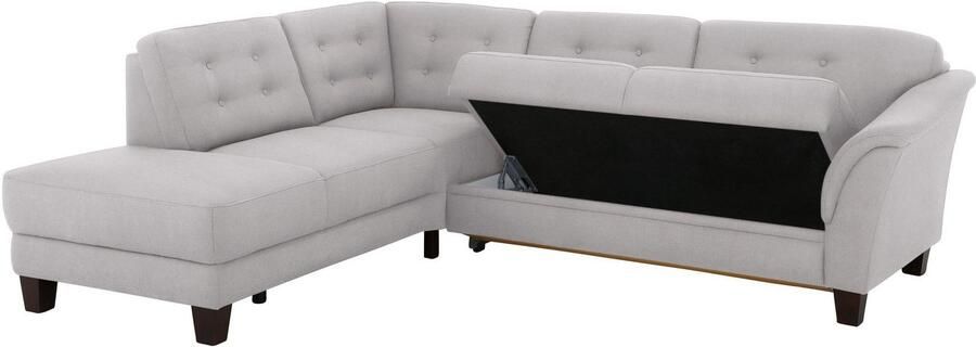 Home affaire Hoekbank Trondheim L-vorm met binnenvering en capitonnage achter poten beuken donker - Foto 6