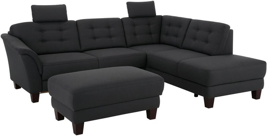 Home affaire Hoekbank Trondheim L-vorm met binnenvering en capitonnage achter poten beuken donker - Foto 12