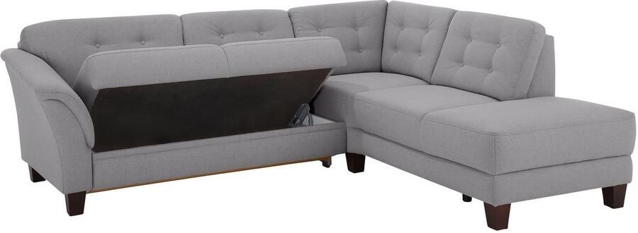 Home affaire Hoekbank Trondheim L-vorm met binnenvering en capitonnage achter poten beuken donker - Foto 6