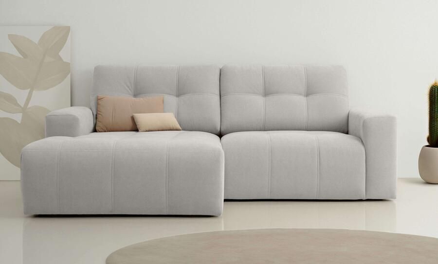 Home affaire Hoekbank Turnon lounge-sofa breedte 221 cm Chenille met knoop- en dubbele stiksels elegante uitstraling - Foto 7