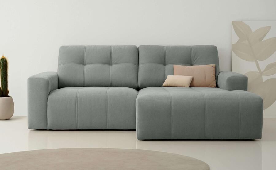 Home affaire Hoekbank Turnon lounge-sofa breedte 221 cm Chenille met knoop- en dubbele stiksels elegante uitstraling - Foto 7