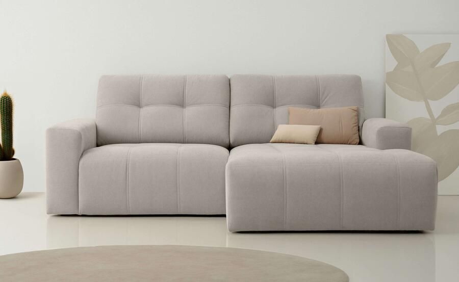 Home affaire Hoekbank Turnon lounge-sofa breedte 221 cm Chenille met knoop- en dubbele stiksels elegante uitstraling - Foto 7