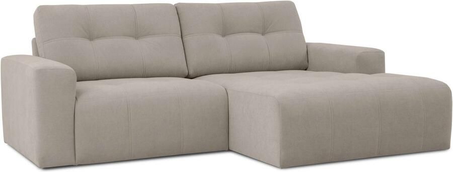 Home affaire Hoekbank Turnon lounge-sofa breedte 221 cm Chenille met knoop- en dubbele stiksels elegante uitstraling - Foto 6