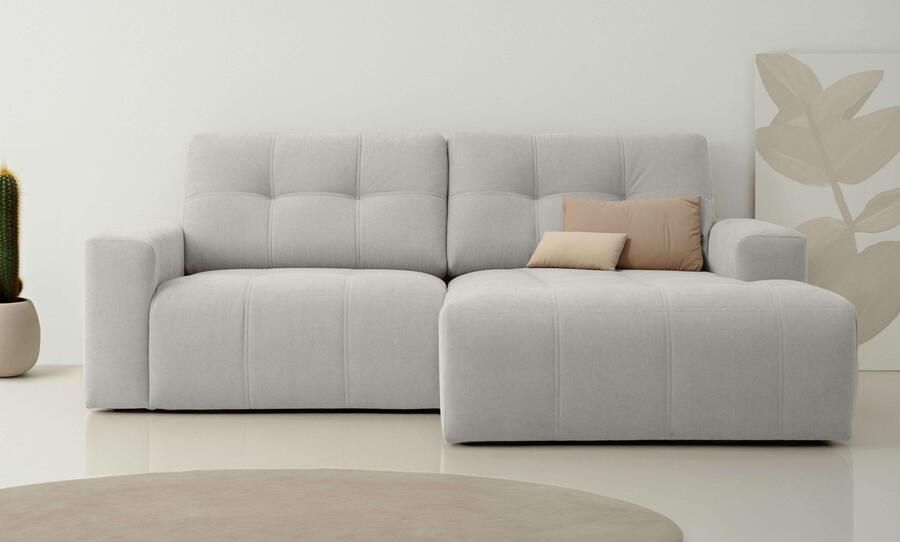 Home affaire Hoekbank Turnon lounge-sofa breedte 221 cm Chenille met knoop- en dubbele stiksels elegante uitstraling - Foto 7