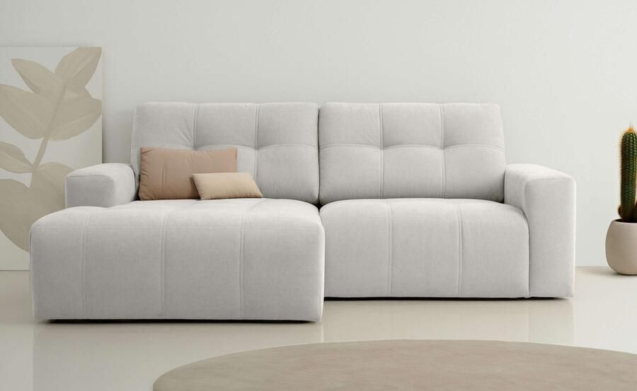 Home affaire Hoekbank Turnon lounge-sofa breedte 221 cm Chenille met knoop- en dubbele stiksels elegante uitstraling - Foto 7