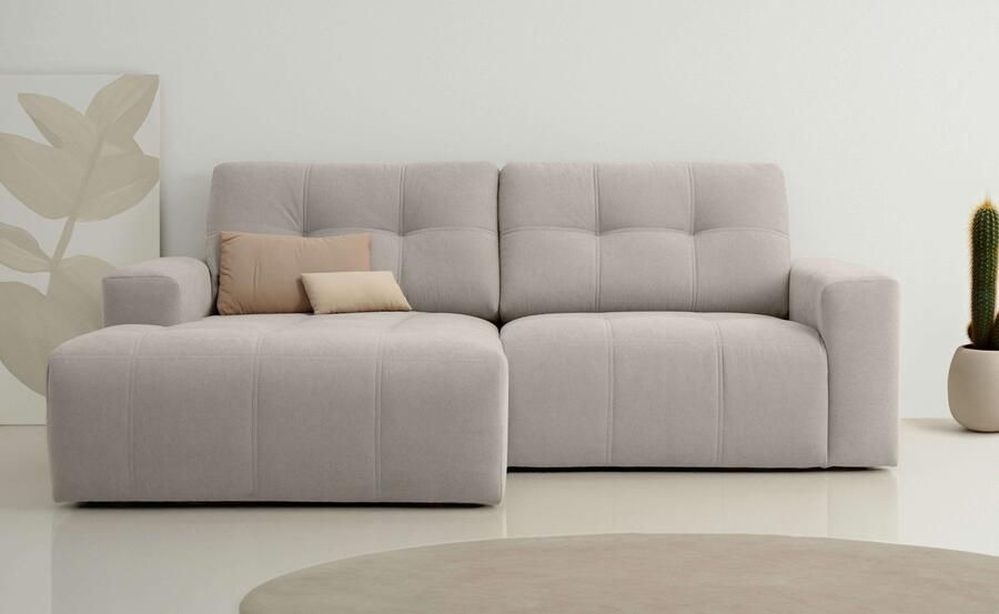 Home affaire Hoekbank Turnon lounge-sofa breedte 221 cm Chenille met knoop- en dubbele stiksels elegante uitstraling - Foto 7