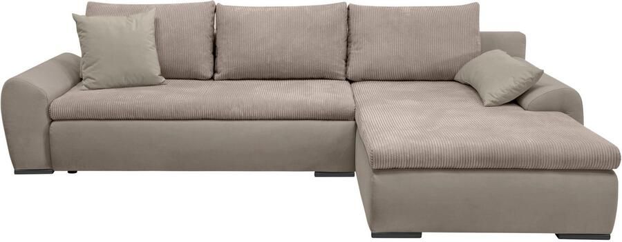 Home affaire Hoekbank Win L-vorm breedte 285cm optioneel met slaapfunctie en bedkast taupe corduroy - Foto 14