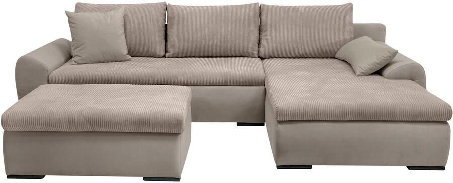 Home affaire Hoekbank Win L-vorm breedte 285cm optioneel met slaapfunctie en bedkast taupe corduroy - Foto 13