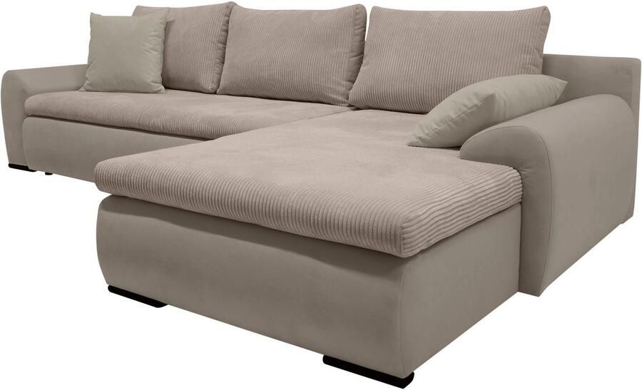 Home affaire Hoekbank Win L-vorm breedte 285cm optioneel met slaapfunctie en bedkast taupe corduroy - Foto 10