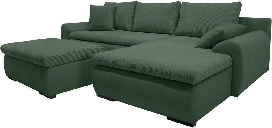 Home affaire Hoekbank Win L-vorm breedte 285cm optioneel met slaapfunctie en bedkast taupe corduroy - Foto 13